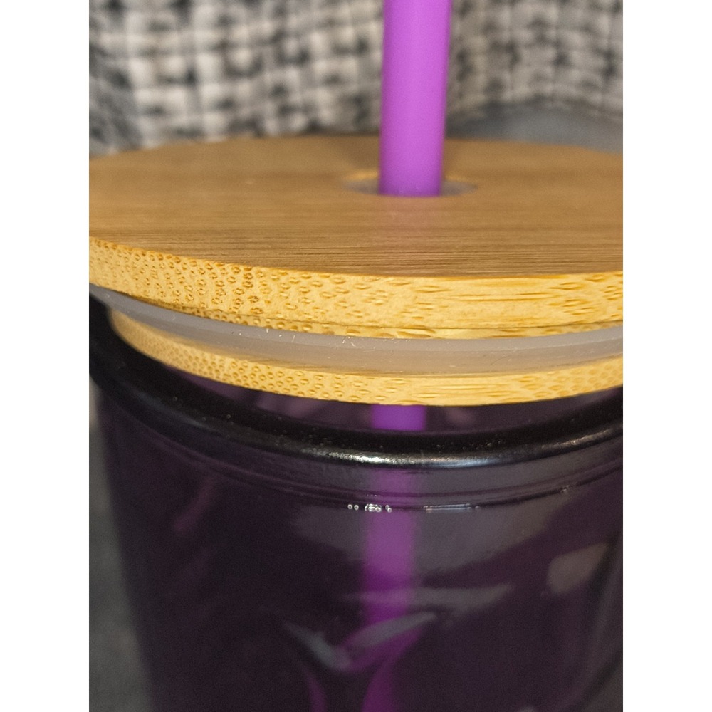 Destination Holiday Purple Glass Cowboy Boot Cup 20oz with Bamboo Lid and Straw - Picture 3 of 10